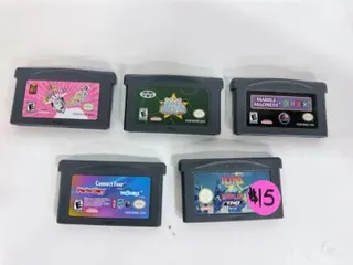 Game Boy Advance Puzzle & Card Game Lot – Connect Four / Dr. Sudoku / Tetris Worlds / Texas Hold'em / Marble Madness + Klax