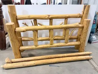 Rustic Queen Log Bed Frame, Solid Wood, Handcrafted, Natural Finish