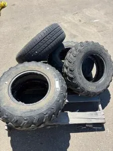 3 Maxxis ATV 25x8-12 Tires W/ Rims & 1 Cooper Touring Car Tire On Steel Rim