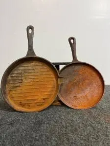 Cabela's Cast Iron 12" Skillet & 12" Grill Pan, Made in China, Heavy Duty Cookware Set