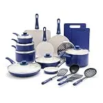 GreenLife Soft Grip 23 Piece Kitchen Cookware Pots and Frying Saucepans Set, Healthy Ceram...