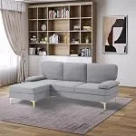 SONGG 80" L-Shape Convertible Sectional Sofa w/2 Detachable Armrest Pillows, Extra Wide Ch...