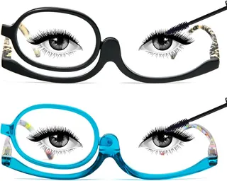 MMOWW 2 Pairs Makeup Reading Glasses for Women Magnifying Flip Down Cosmetic Readers