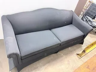3-Seater Camelback Sofa with Rolled Arms and Fabric Upholstery