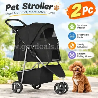 SHIPPING AVAILABLE lot of 2 Foldable 3 Wheels Pet Stroller BP-S13T-Black, Lightweight Dog Cat Carrier Stroller(C2-01)