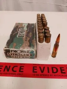 PMC 7.62x51mm NATO 147gr FMJ Ball M80, 20-Round Box, Brass Case, Evidence Sealed