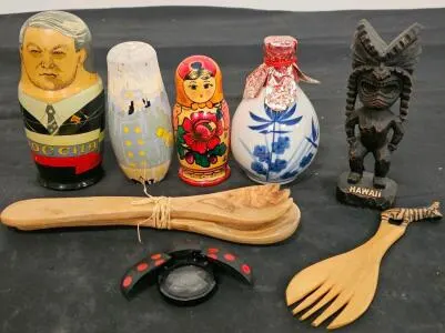 Russian Nesting Dolls Lot – Soviet Leaders Set of 5 & Floral Matryoshka Set of 3, Hand-Painted Wood