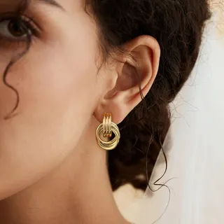 SHERLOVE Trendy Gold Plated Knot Earrings for Women Chunky Statement Drop Dangle Earrings Lightweight Hypoallergenic Fashion Accessories Gold Jewelry Gifts for Womens