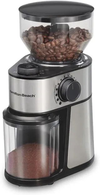 Hamilton Beach Electric Burr Coffee Grinder with Large 16 oz. Hopper | 18 Grind Settings For Espresso To French Press Coffee | Makes 2-14 Cups | Auto Shutoff | Easy Clean | Stainless Steel | 80385‼️needs heavy cleaning ‼️