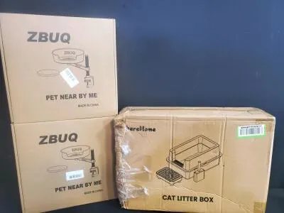 (2) ZBUQ Clamp-On Pet Bed & Berefome Cat Litter Box Kit with Accessories