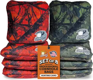 ‼️ONLY 6 ‼️Cornhole365 Stick & Slide Professional Cornhole Bags - Set of 8 | 6" x 6" Premium Plastic Resin-Filled - Heavy-Duty Polyester Fabric w/ Dye Sublimation Print - All-Weather - Regulation Size