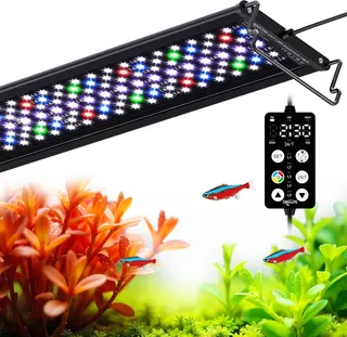 SEAOURA Aquarium Fish Light with 24/7 Timer for 30-36in Fish Tank | high PAR LEDs for plant growth, 3 timers memory, 20 dimming, 15min fade, adjustable brackets, slim aluminum