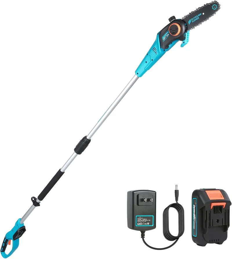 8-Inch Cordless Pole Saws 20V Electric Pole Saw | Tree Trimming Pole Chainsaw with 2.0Ah Battery & Charger 9.5 Ft MAX Reach Pole Chainsaw for Branch Cutting