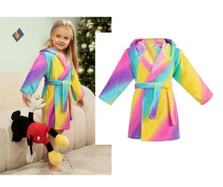 Boys Girls Bath Cover up with Belt & Pockets, Cute Hooded Design