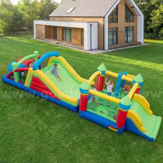 Free Shipping NEW Extra Large Kids Inflatable Bounce House with Dual Slides & Obstacle Course