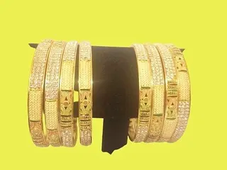 Newest Diamond Studded Micron Plated, Gold Finish Bangles/Bracelet