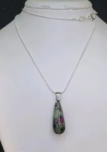 Ruby in Fuchsite Gemstone Waterdrop Necklace