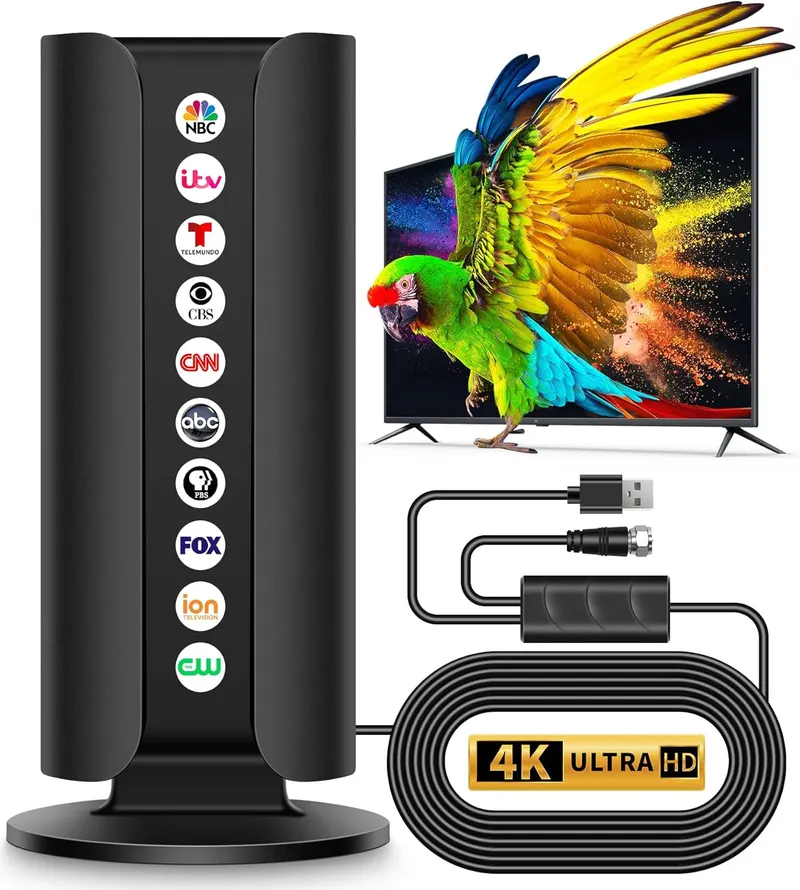 2026 TV Antenna for Smart TV, 5000 Miles Range Strongest Digital HD TV Antenna Indoor Ourdoor with Amplifier Signal Booster, Waterproof Design,8K 4K 1080p Support 360°,33.8FT Cable