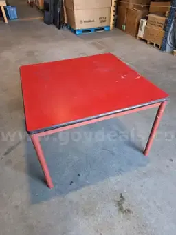 Red Square Table w/ Metal Frame