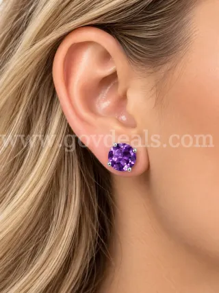 Solid Sterling Silver Amethyst Earrings, Beautiful