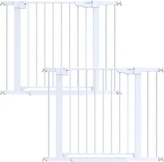 Cumbor 2 Pack 30-40.6 in Baby Gate for Stairs and Doorways, Dog Gate White | Mom's Choice Awards Winner, Double Lock, 2-Way Swing, Auto Close Child Gate for Toddler & Pets, Pressure or Hardware Mounted