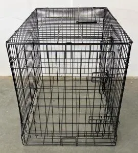 42" Double Door Wire Dog Crate, Collapsible, Black, For Large Breeds Up to 90 lbs