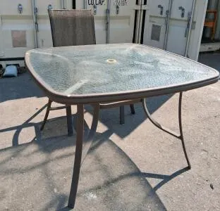 Outdoor Patio Dining Set,Square Glass Table and a Mesh Chair, Powder-Coated Steel Frame