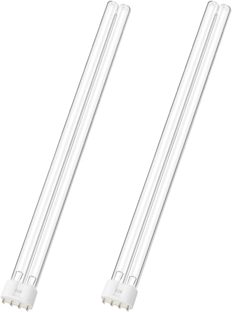 2 Pack 55 Watts UV Light Bulb, 2G11 Base-4 Pin for Koi Pond & Aquarium Clarifiers, Compatible with Oase Bitron 55/110, Aqua Medic Helix Max 55, Jebo, Jebao pu55, cw55, SUNSUN 55W
